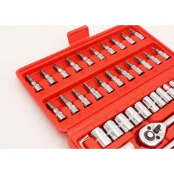 46 Pieces Socket Tool Set Automotive Box Motorcycle Repair Home Wrench Kit