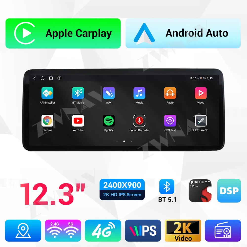 12.3 inch Touch Screen For Ford Focus 2019-2022 Android14 GPS Navigation WIFI 4G Carplay Car Multimedia Player Auto Radio Stereo