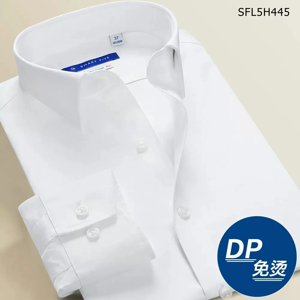 Smart Five Round Collar Dress Shirts Men Slim Fit Long Sleeve Cotton Striped Man White Office Formal shirt