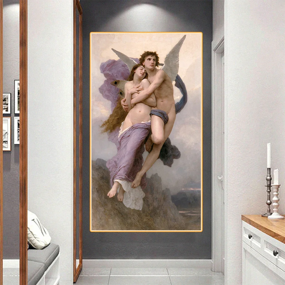 William Adolphe Bouguereau《The Abduction of Psyche》Canvas Oil painting Artwork Poster Picture Wall Decor Home Decoration