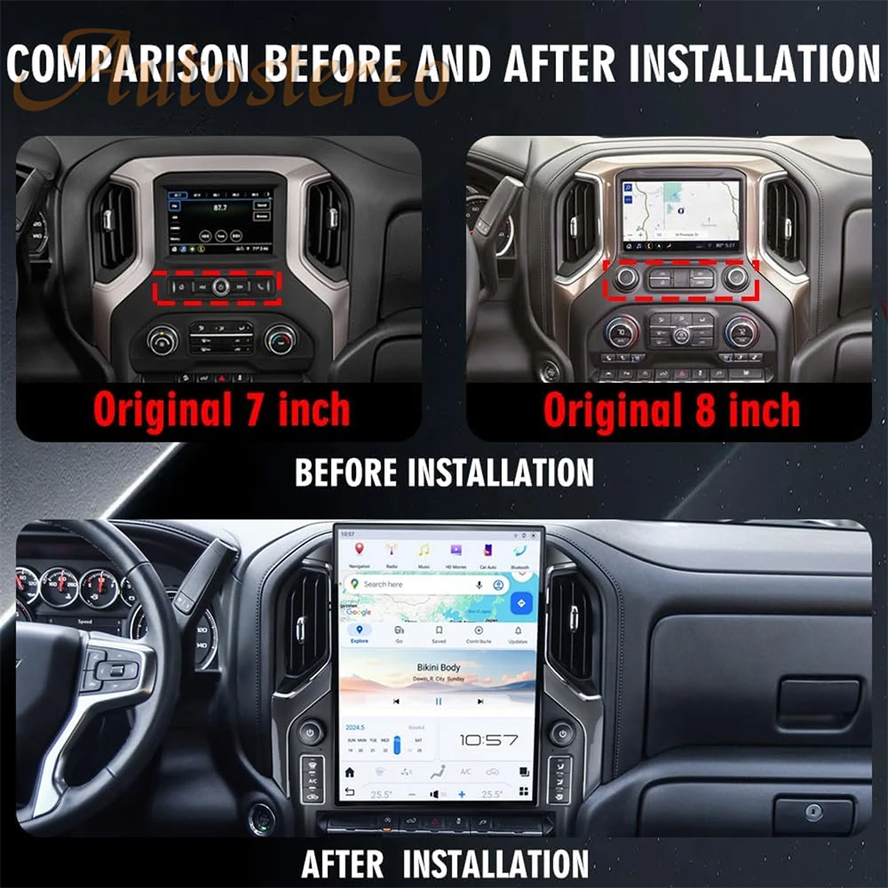 15.6 Android Carplay For GMC Sierra Chevrolet Silverado 2019 2020 2021 2022 2023 Car GPS Navigation Radio Multimedia Head Unit - Image 6