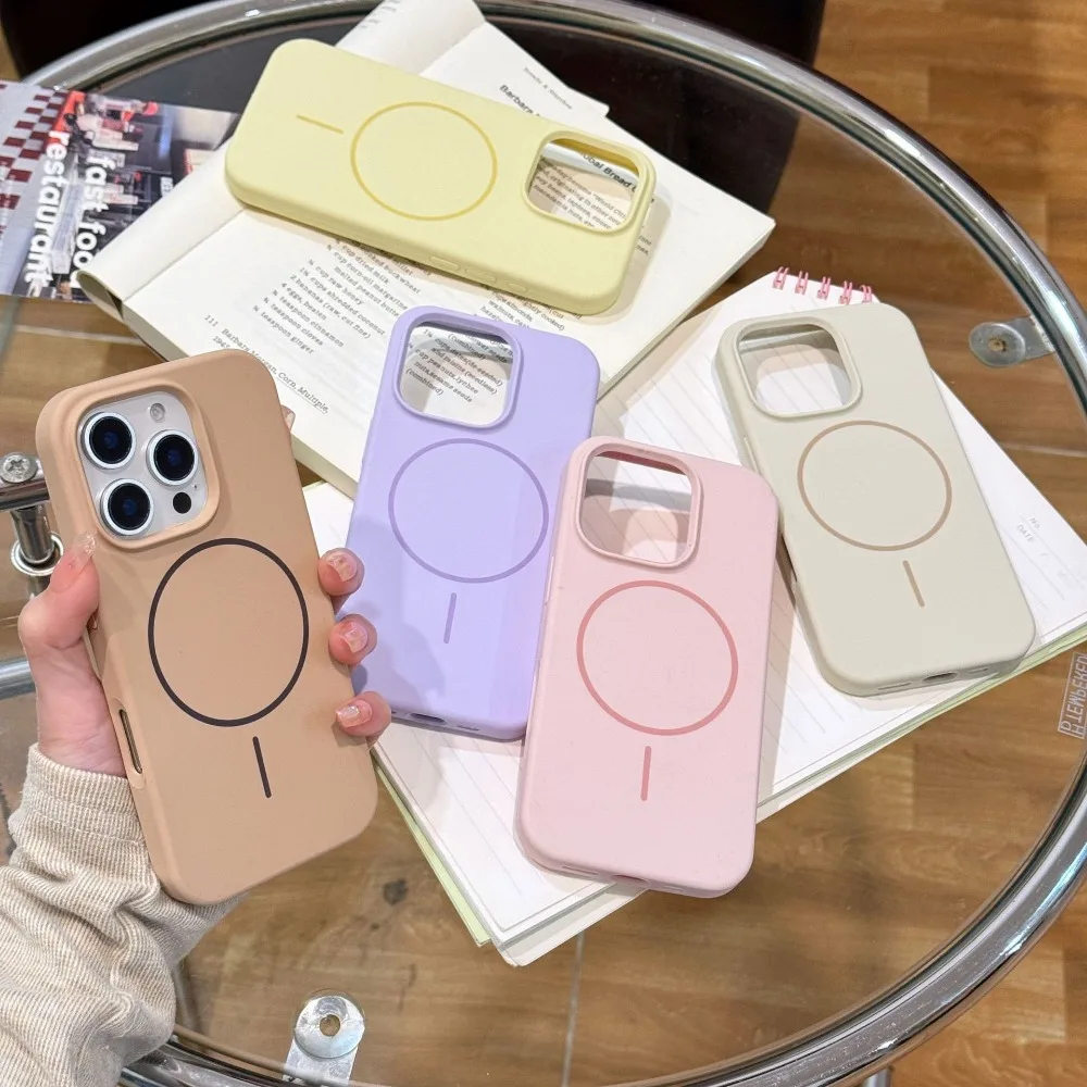 

Магнитный жидкий силиконовый чехол ярких цветов для iPhone 17 Pro Max 16 Pro 15 Plus 14, удобный защитный чехол от падения