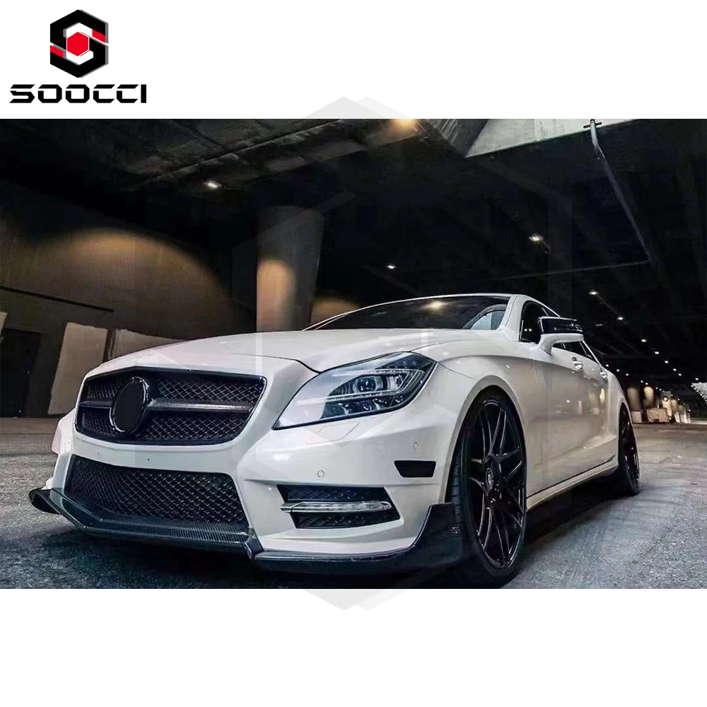 Carbon Fiber R Style Frontlippe für CLS-Klasse W218 Sport 2011-2014 Frontstoßstange Diffusor Splitter Spoiler Bodykit
