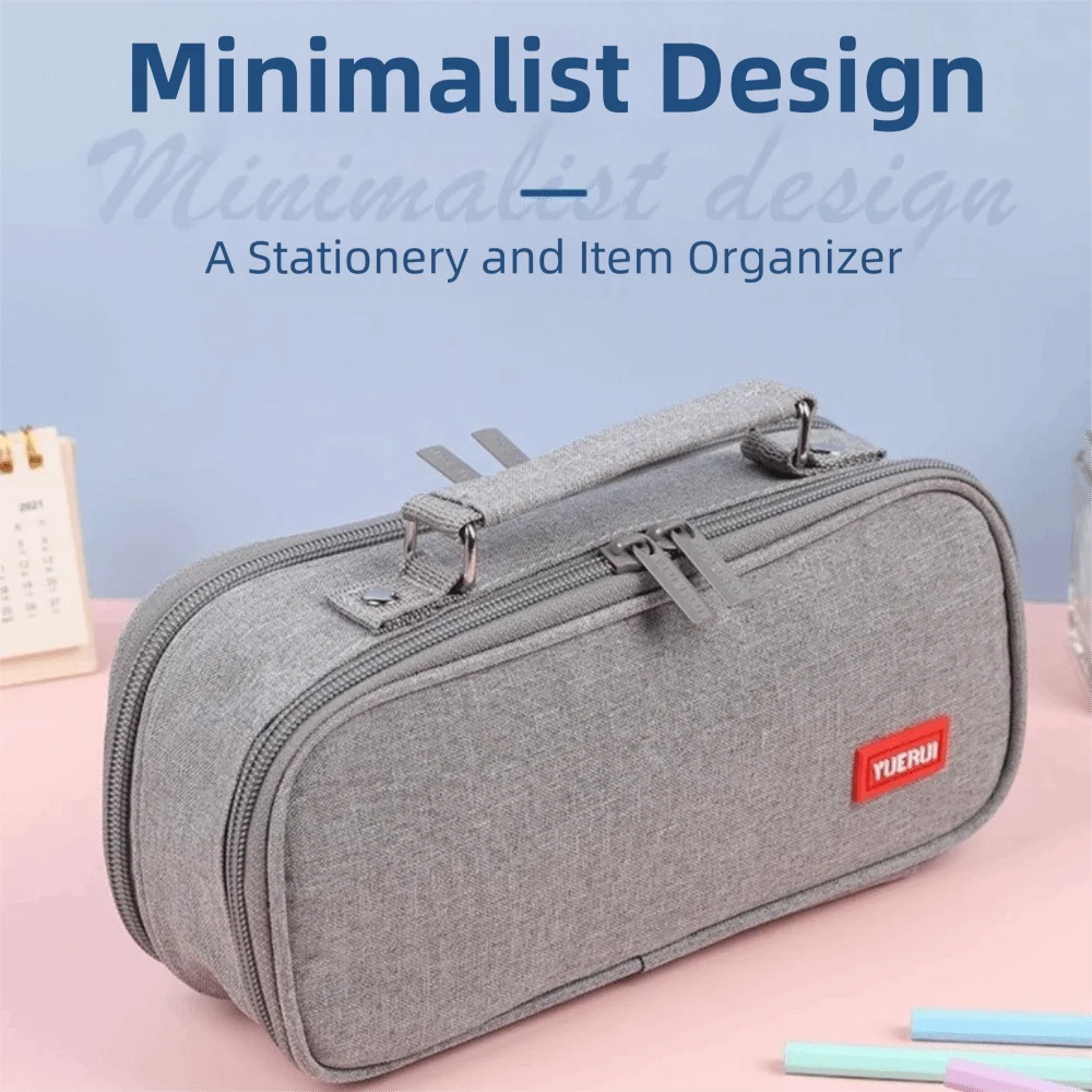 Portable Canvas Pencil Bag Handheld Thickening Large Capacity Stationery Bag Multi-functional 5 Layers Storage Box School
