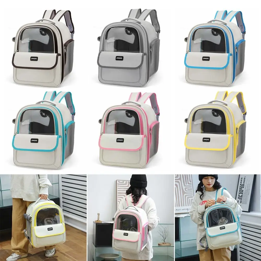 

Oxford+PVC Cat Carrier Bag Side Curtain Large Capacity Pet Travel Backpack Portable Breathable Cat Carrying Bag Cat/Puppy