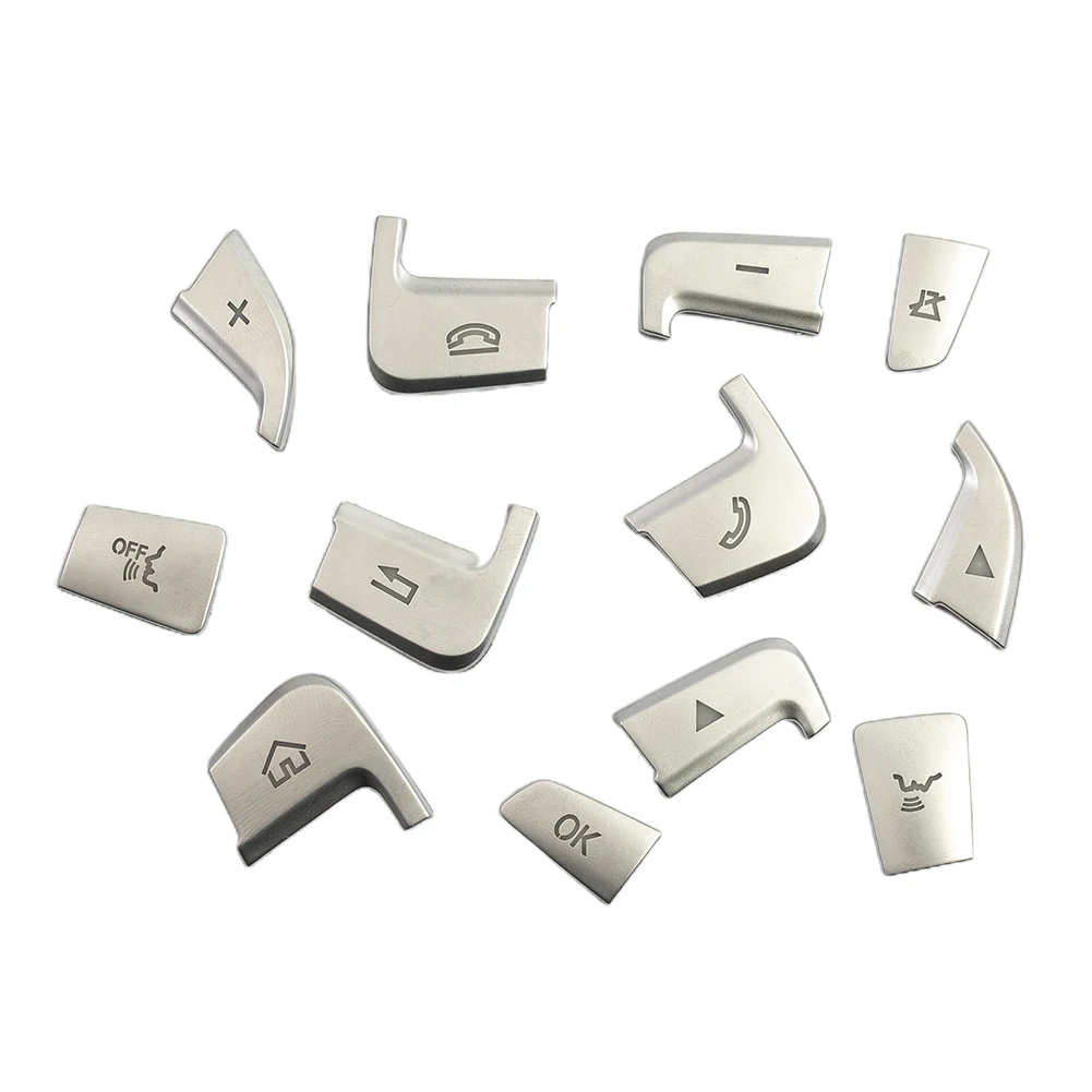 Per Mercedes Volante Pulsante Trim 12 pezzi per GLC Classe C W205 2015 2018 Elegante Finitura Argento Facile Installazione