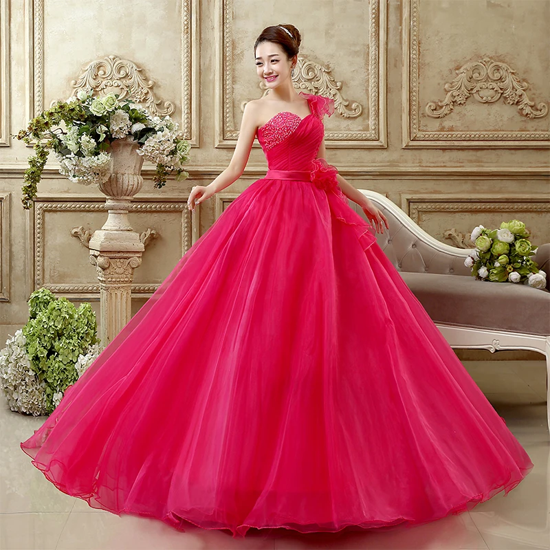 Customized New Tulle Ball Gown Fashionable One-shoulder Floor-length Puffy Dresses For Prom Simple Elegant Quinceanera Dresses