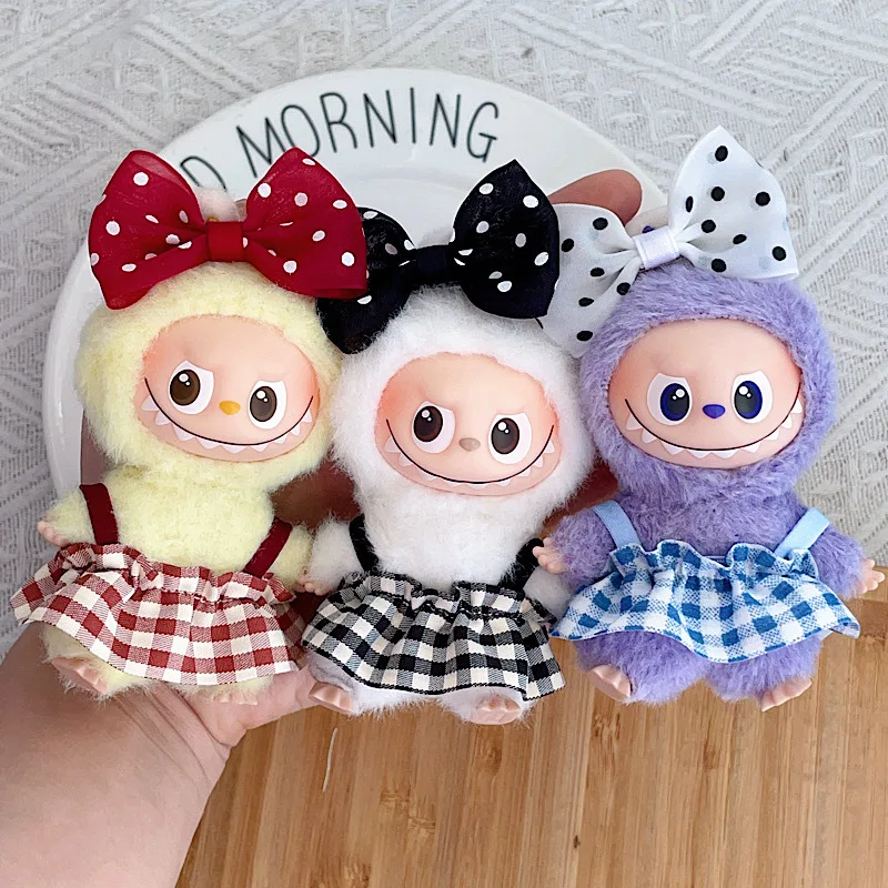

4th Gen Mini Labubu Heart Code Series Plaid & Princess Dress Multi-Color Red Blue Green Black Outfit for 10cm Vinyl Doll Clothes