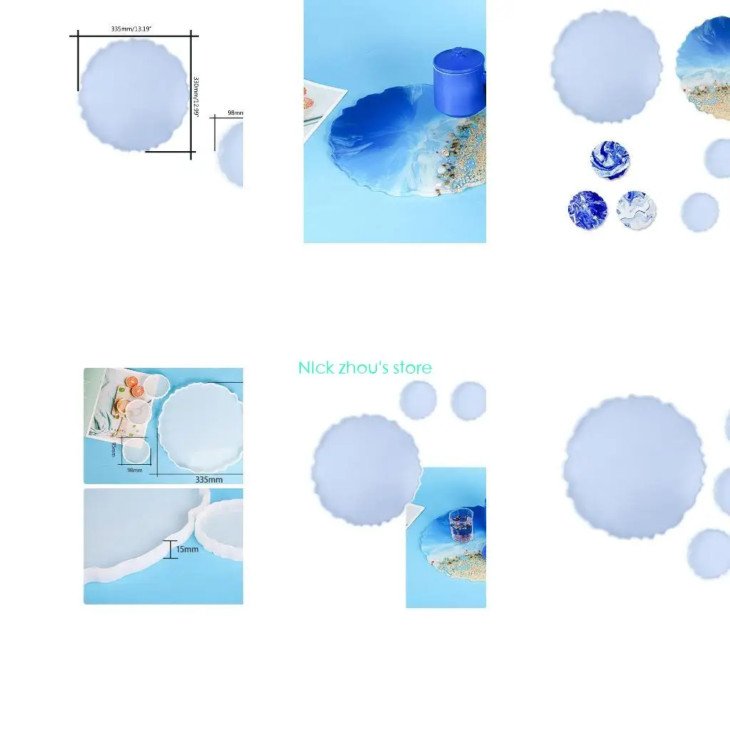 

E15E 13 inches Round Agate Tray Epoxy Resin Mold Serving Plate Casting Silicone Mould