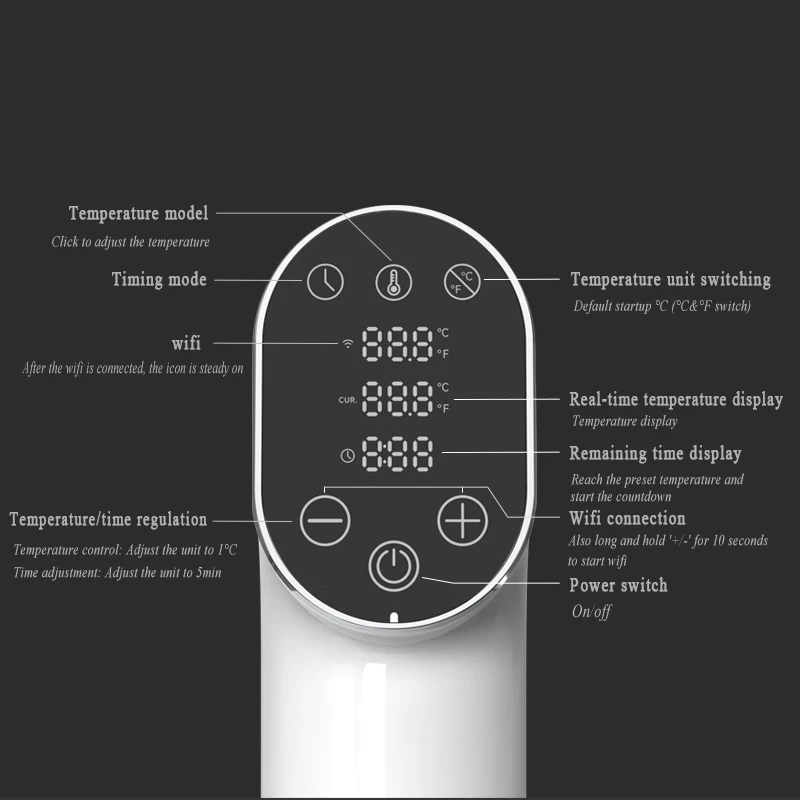 Sous Vide Cooking Machine 15L Smart WIFI Version Low Temperature Slow 1100W Vacuum Steak Mobile APP Connection with LED Digital