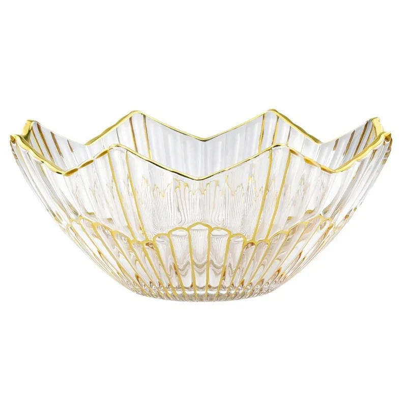 

Light luxury European living room household large high-grade octagonal transparent fruit plate glass fruit plate fruit plate