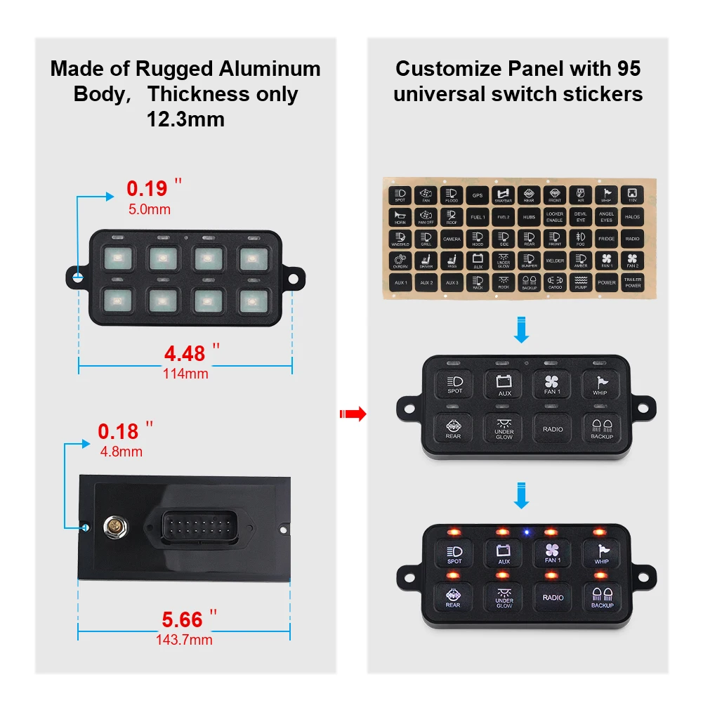 8 Gang Switch Panel Kit, Circuit Control Box Electronic Relay System Universal ON/Off Touch Switch Box