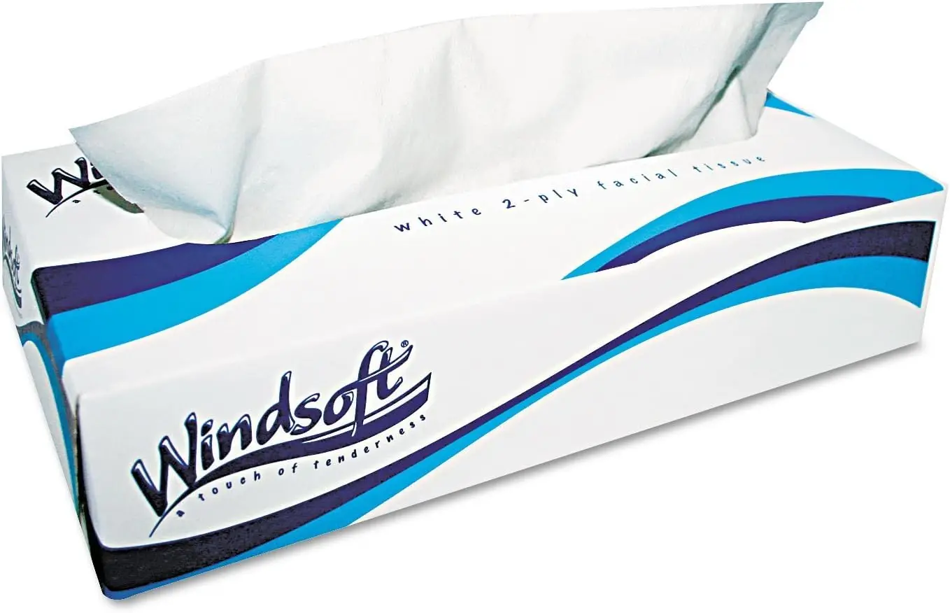 

Windsoft 2360 Facial Tissue in Pop-Up Box, 100/Box, 30 Boxes/Carton