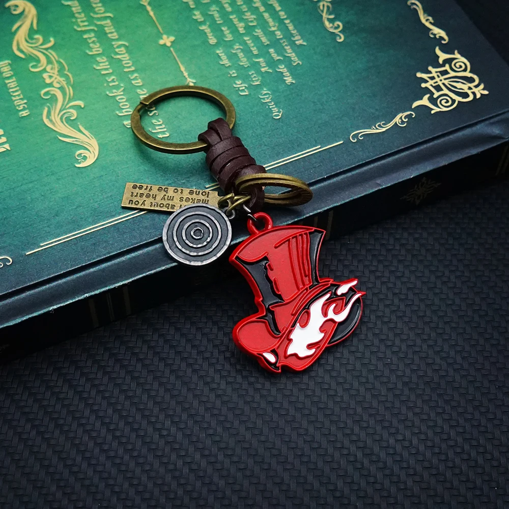 PERSONA Keychain Red Cap Keyring Keychains for Men Game Accessories Car Key Ring llaveros