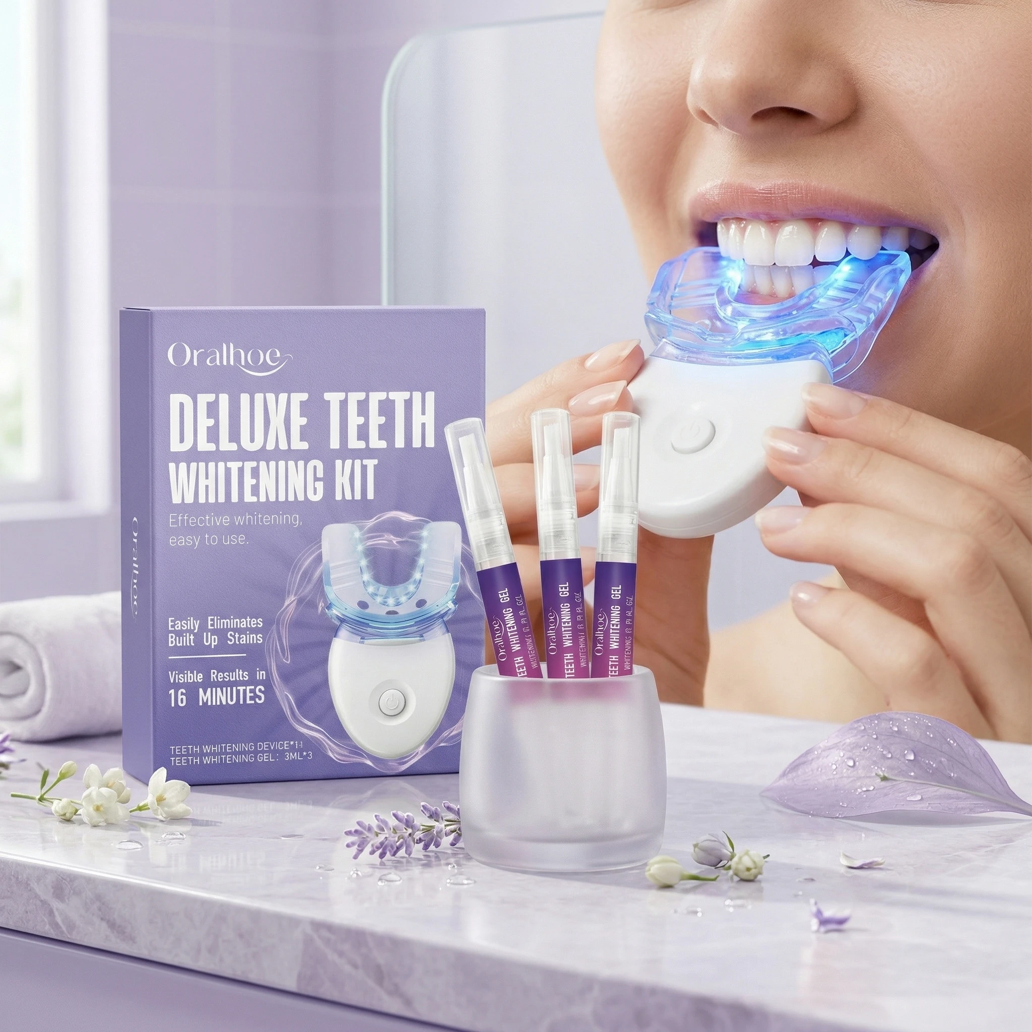 

Набор для ухода за зубами Oralhoe: гигиена полости рта, удаление пятен, синий свет, без чувствительности, для путешествий, отбеливание зубов, гель для чистки, комплект.