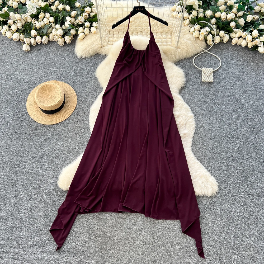 

Chic vintage asymmetrical sleeveless Elegant Fairy korean fashion autumn women clothing Long dress