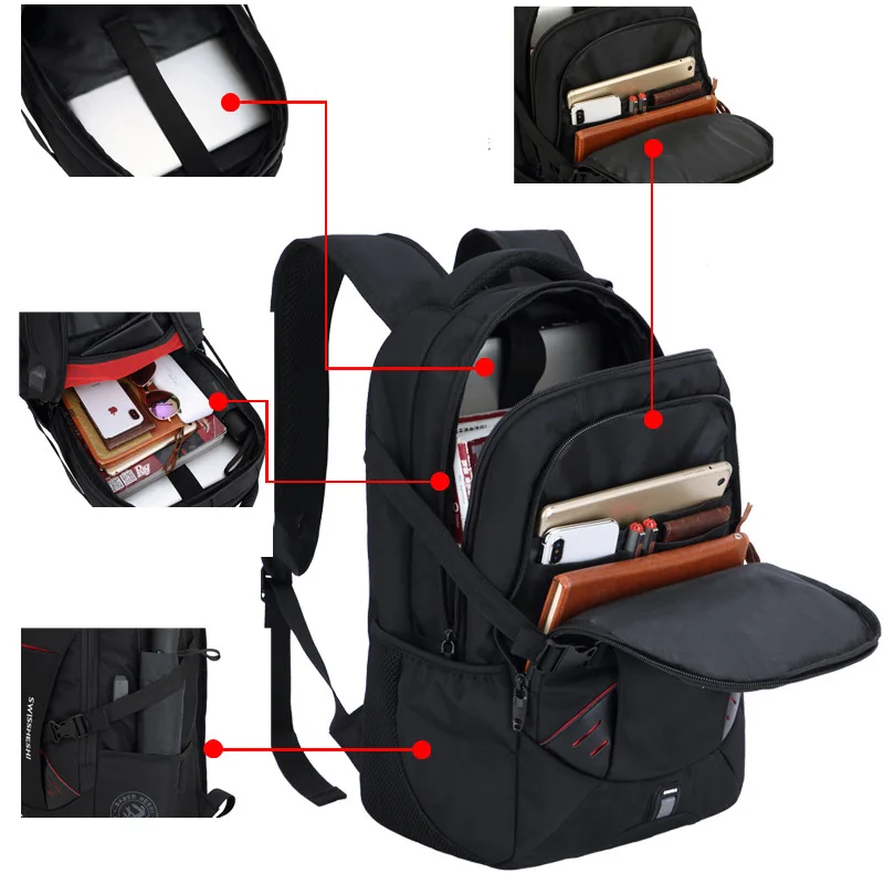 Masculino multifuncional carregamento usb moda negócios casual viagem anti-roubo à prova dwaterproof água 17 polegada portátil mochila saco de escola