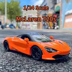 1/24 Scale MCL 720s Car Models Alloy Diecast Simulation Model Car Toys with Sound and Light Pull Back Toys for Children Gift