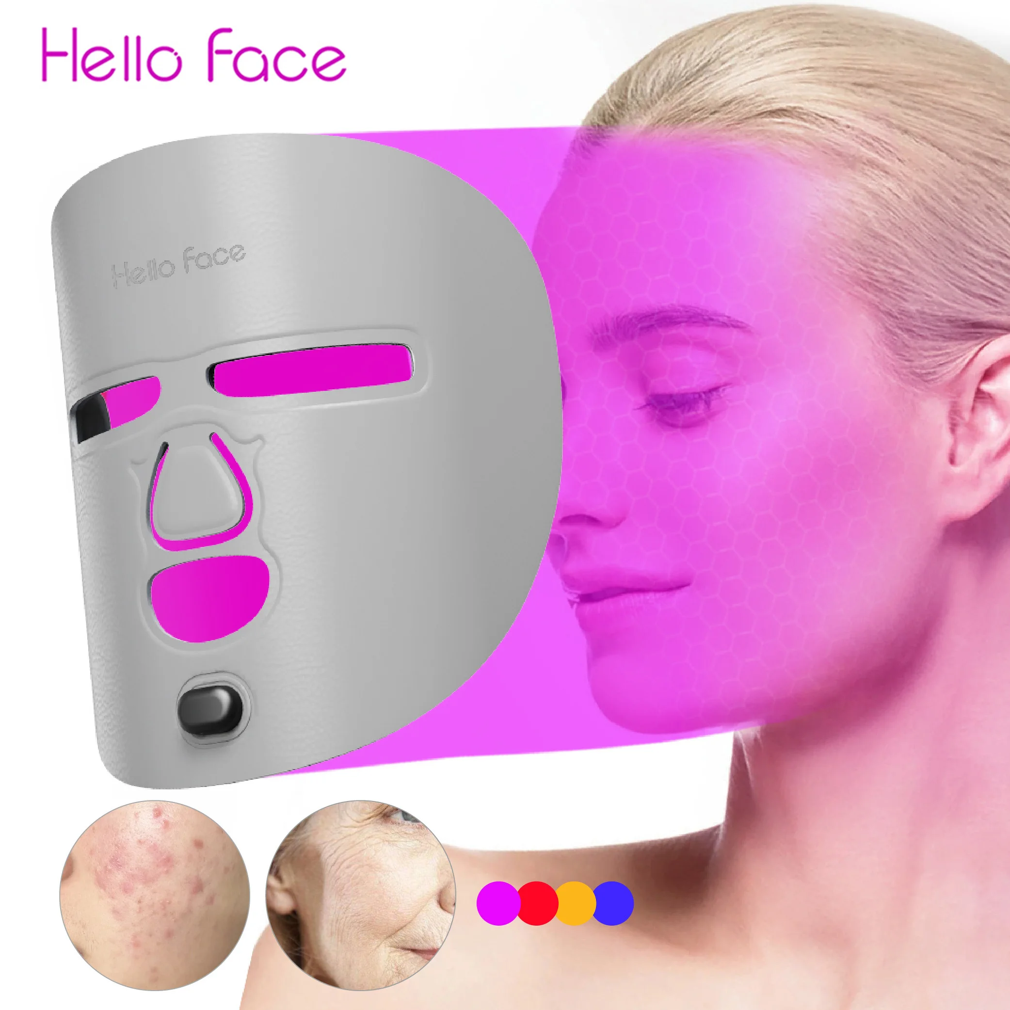 Hello Face Led Face Mask With Near-Infrared Light And Red Light Therapy Professional Wireless Facial Mask Powerful Anti-Ageing