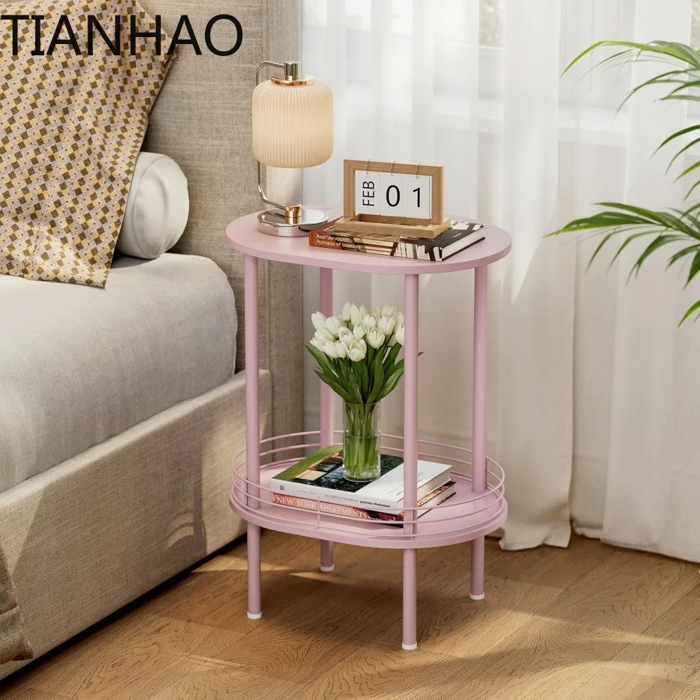 Compact Storage Bedside Table, Modern Round Nightstand for Living Room, Bedroom, and Bathroom