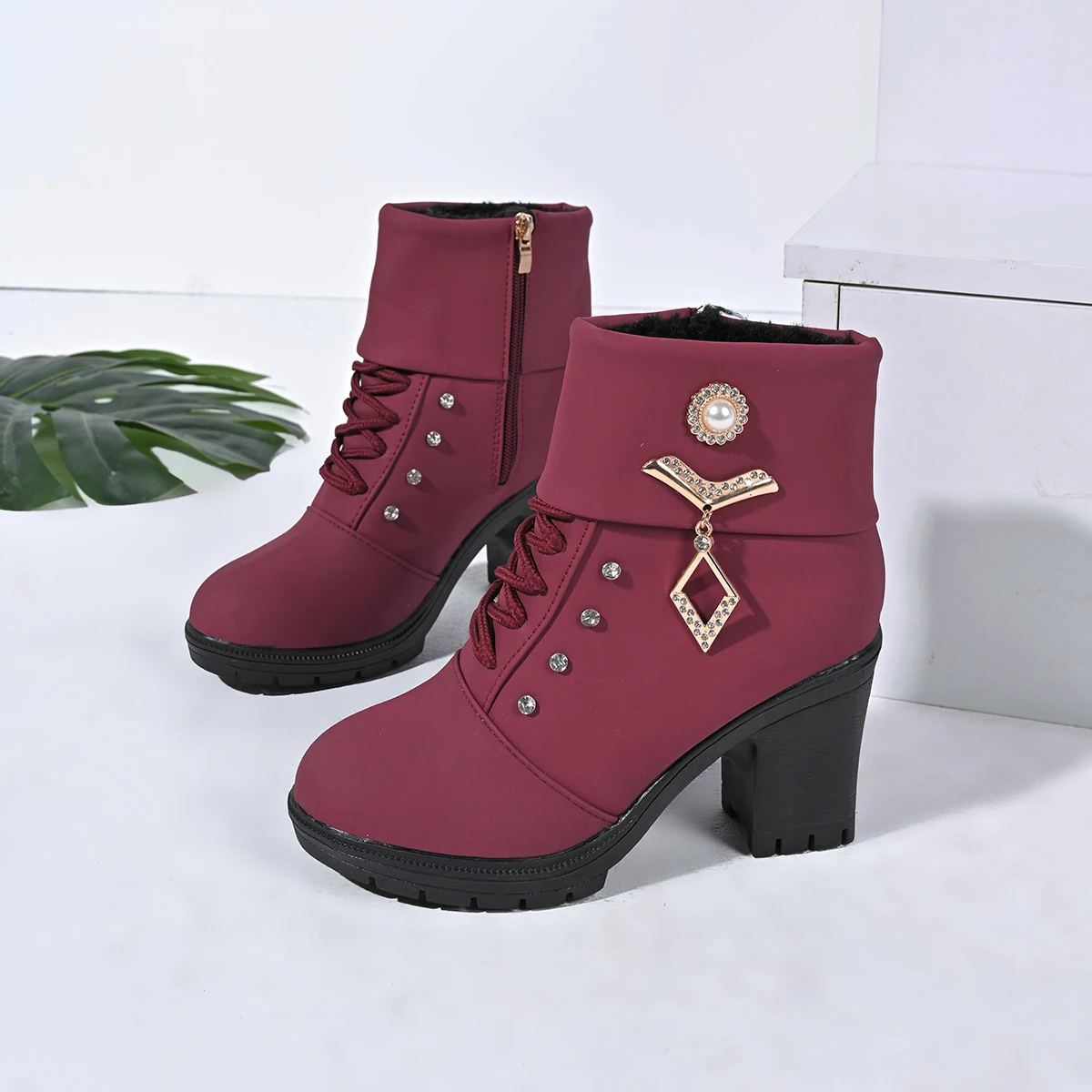 Botas De tacón para mujer, zapatos europeos con cordones De alta calidad, botas De tacón alto, entrega rápida, primavera e invierno, 2024