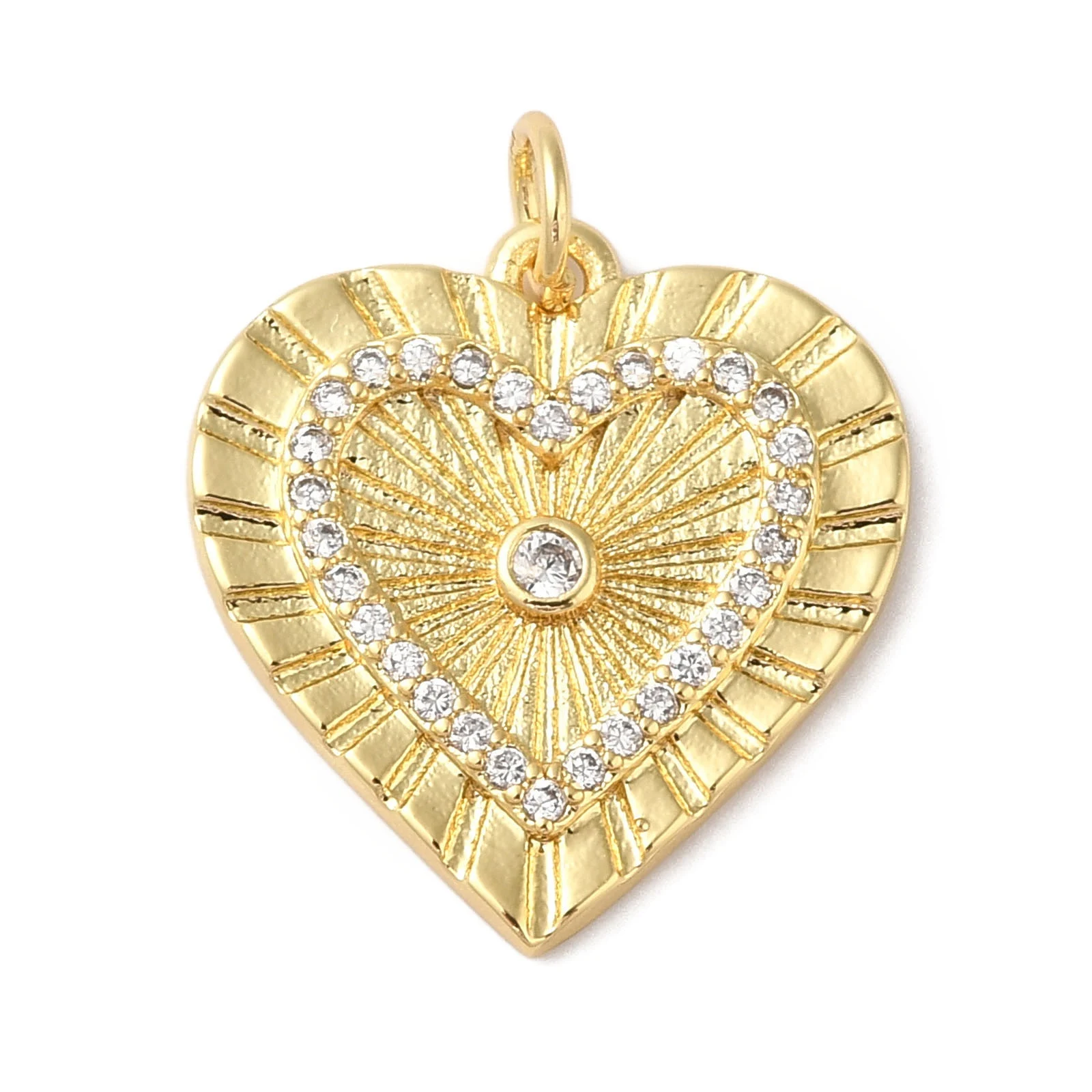 

10Pcs Rack Plating Brass & Cubic Zirconia Pendants Heart with Jump Ring Gold Plated for Making DIY Earring Necklace Jewelry