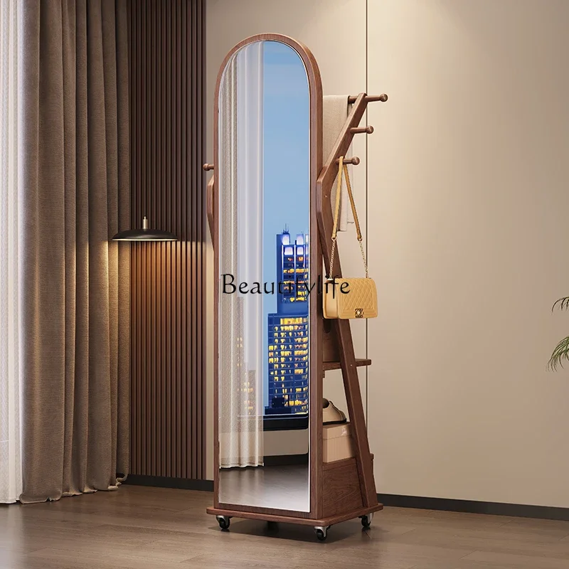 

01Movable rotating full-body mirror hanger integrated multi-function