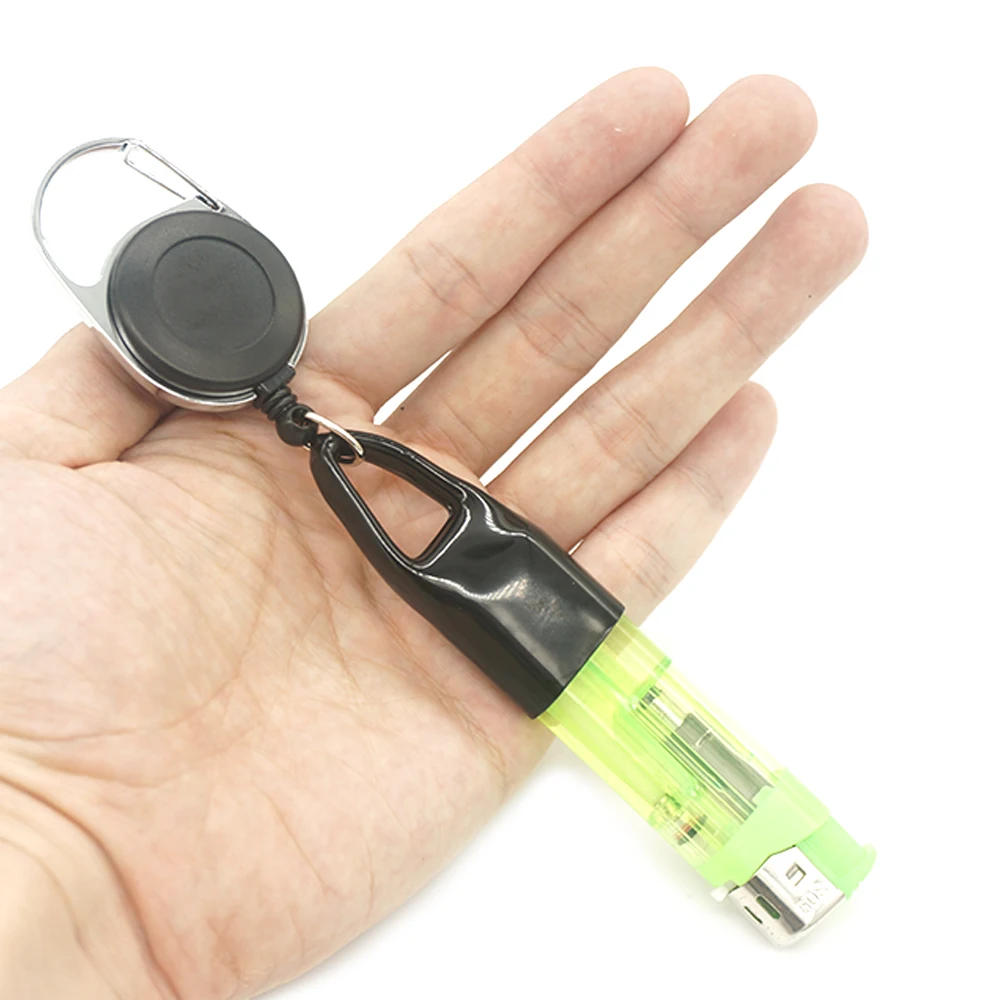 1Pcs Lighter Holder Sleeve Clip With Retractable Keychain 60mm Length Protective Cover Herb Smoking Accessories For Grinder