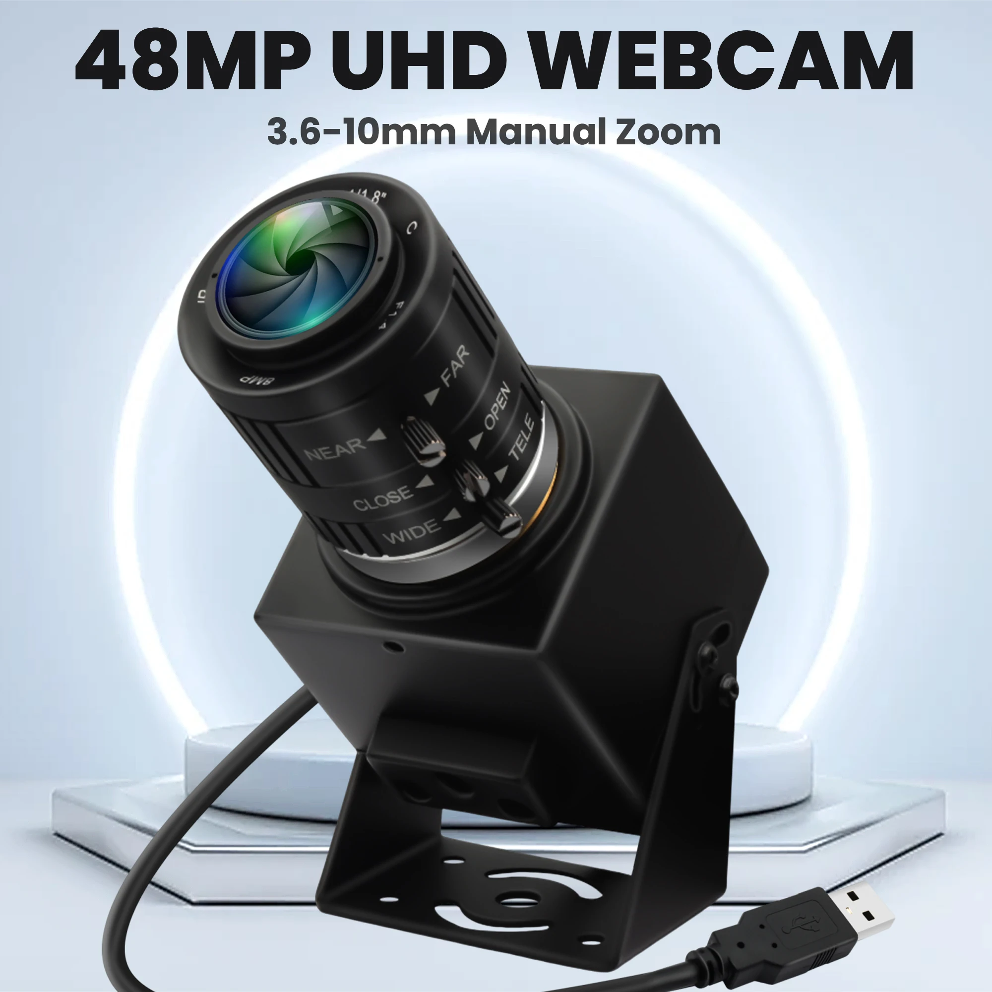 ELP 48MP USB Webcam 30FPS IMX586 UHD 3.6-10mm Manual Zoom8K Mini USB Video Camera for Close Observation Plant Growth Monitor UVC