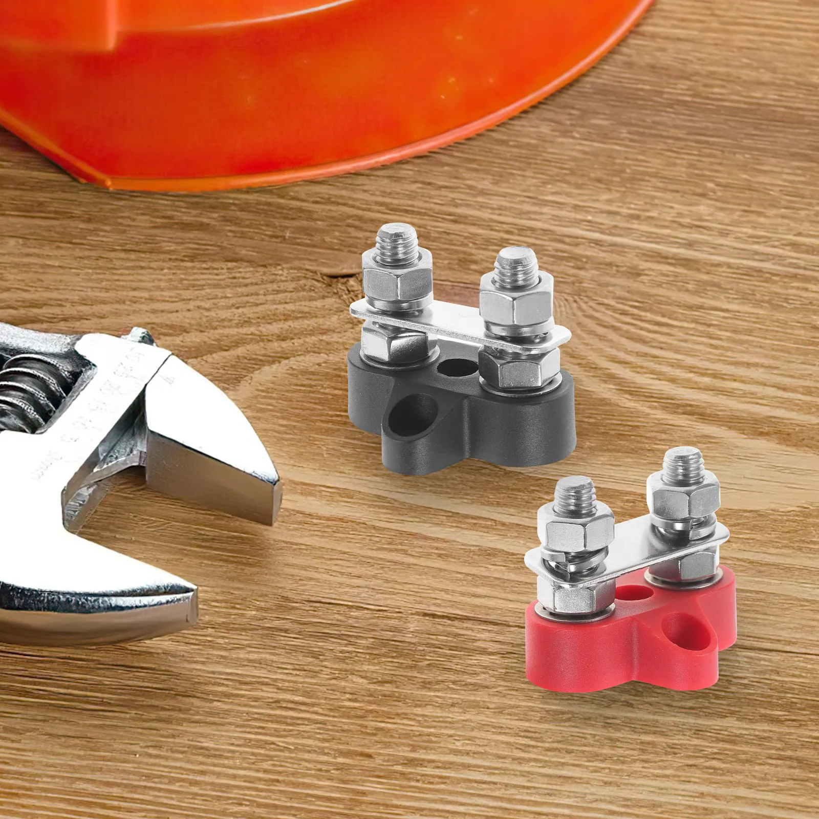 

2Pcs Power Terminal Block Battery Bus Bar Stainless Steel Plastic Distribution Terminal for Automotive Marine Boating Car