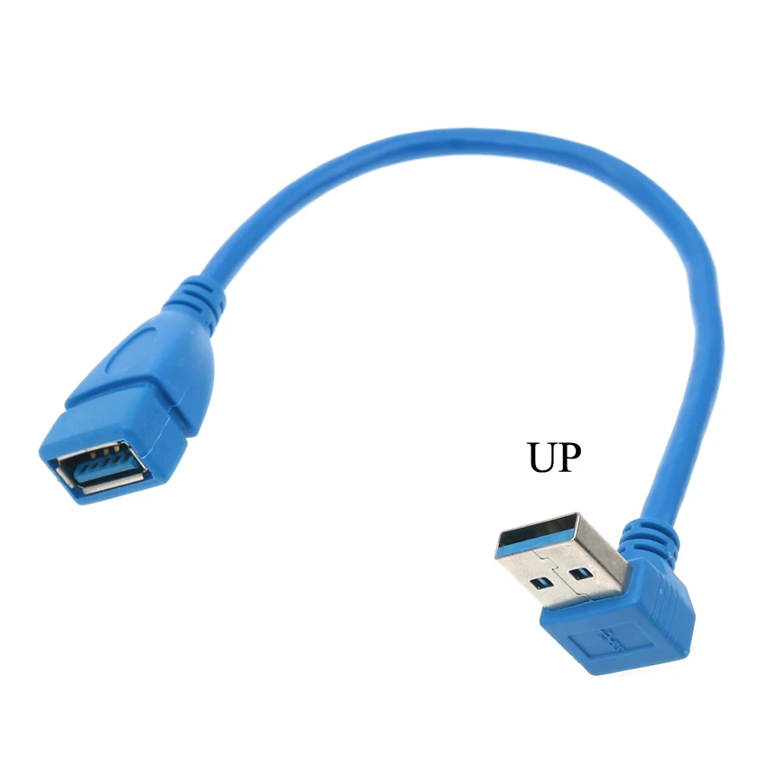 YuXi USB 3.0 Kątowy przedłużacz 90 stopni z męskiego na żeńskiego Kable USB