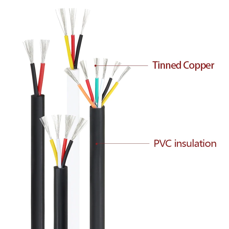 2-10m UL2464 Multi-Core Wire 30 28 26 24 22 20 18 16 14AWG/2 3 4 5 6 7 8 9 10Cores Channel Audio Power Cable Sheathed Wires