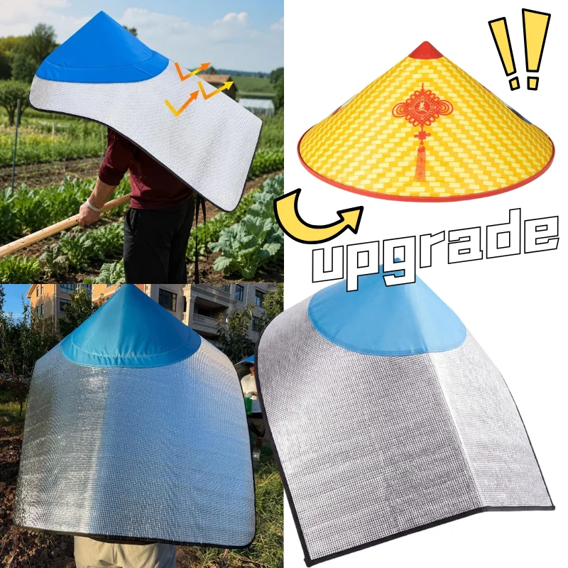 Large Coverage Sun Protection Cape Hat Silver Coated UV Resistant Wide Brim Sunshade Hat For Gardening Fishing Construction Work