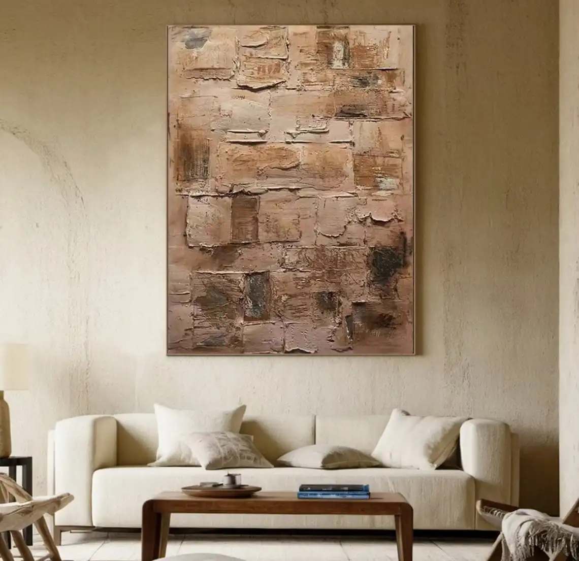 

Картина ручной работы Ваби-Саби, настенная живопись, абстрактная живопись, текстурированная настенная живопись на холсте, большой настенный декор, минималистичное украшение для дома