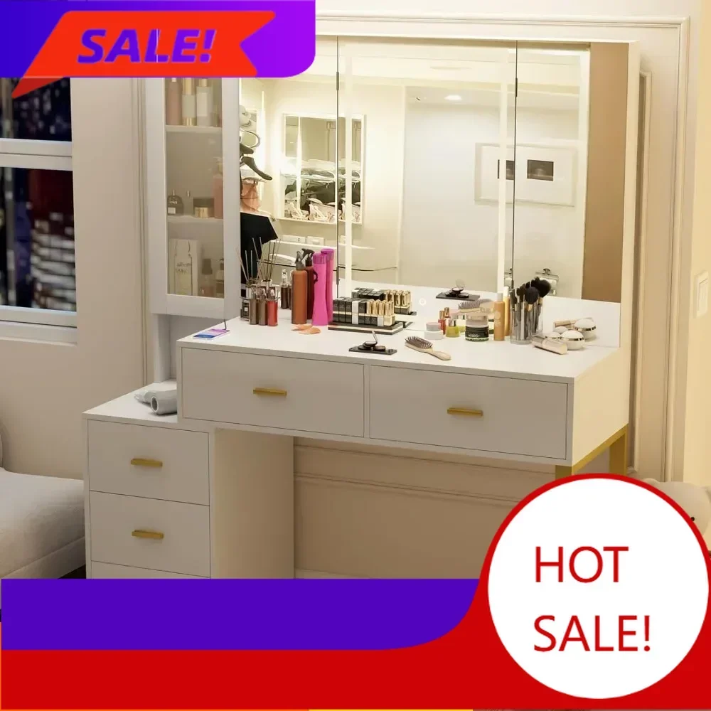 BestsellerBestsellerGreat Value illuminated makeup vanity desk with multi-color lighting and built-in charging station