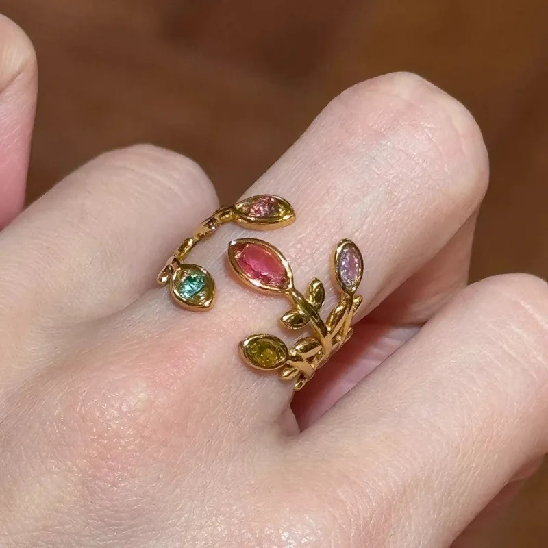 

Vintage Floral Branch Ring For Women Twist Braided Gold Plated Index Finger Ring Minimalist Stackable Female Jewelry Wholesale