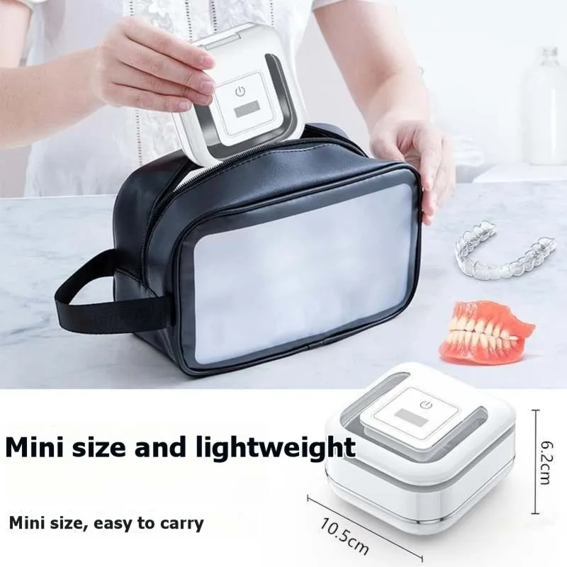 B51CNEW! Mini Ultrasonic Denture Cleaner Remover Multi-Mode EU Plug-Digital Display Included