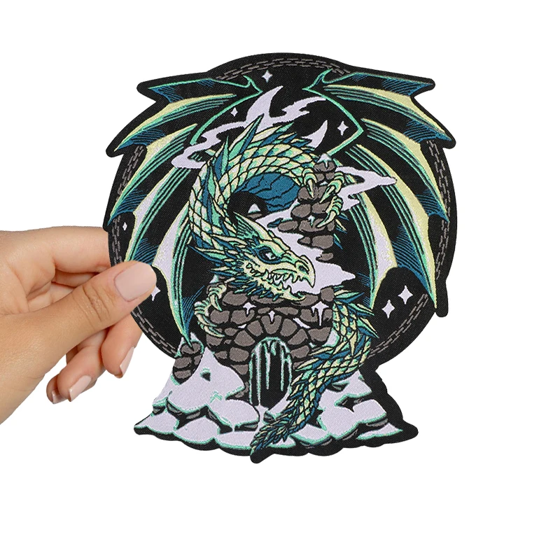 1PC Dragon Escape From Mountain Woven Label Patch Morale Inspiring Badge DIY Gift Iron On For Clothes Cap Bag Jacket Trucker Hat