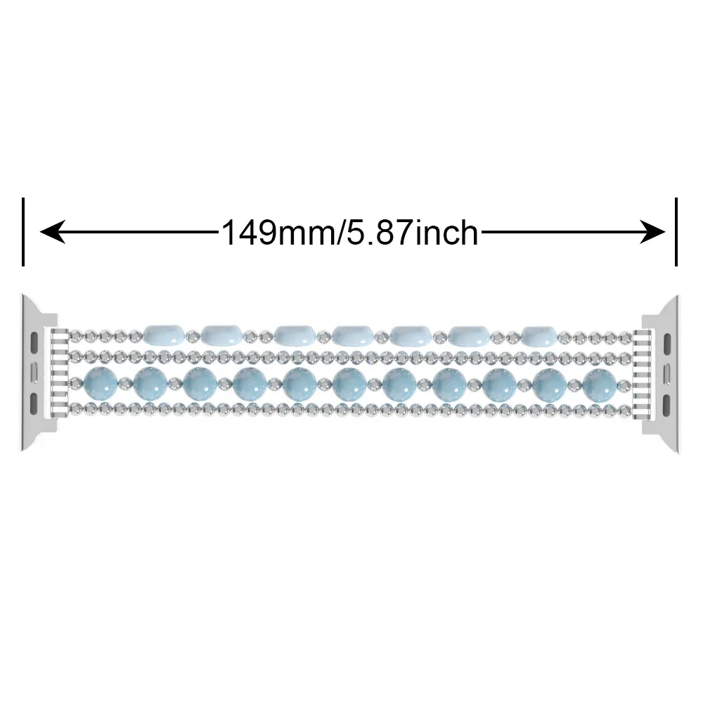 Metal Strap For Apple Watch Band 49mm 40mm 38mm 42mm 41mm 44mm 45mm Beaded Bracelet for iWatch Ultra  2 Series 9 8 7 6 5 4 SE