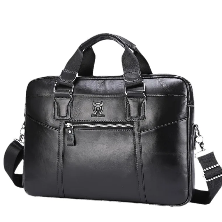 Men's stitching multi-zipper BRIEFCASE real leather business large capacity file cofskin hand carry shoulder computer bag