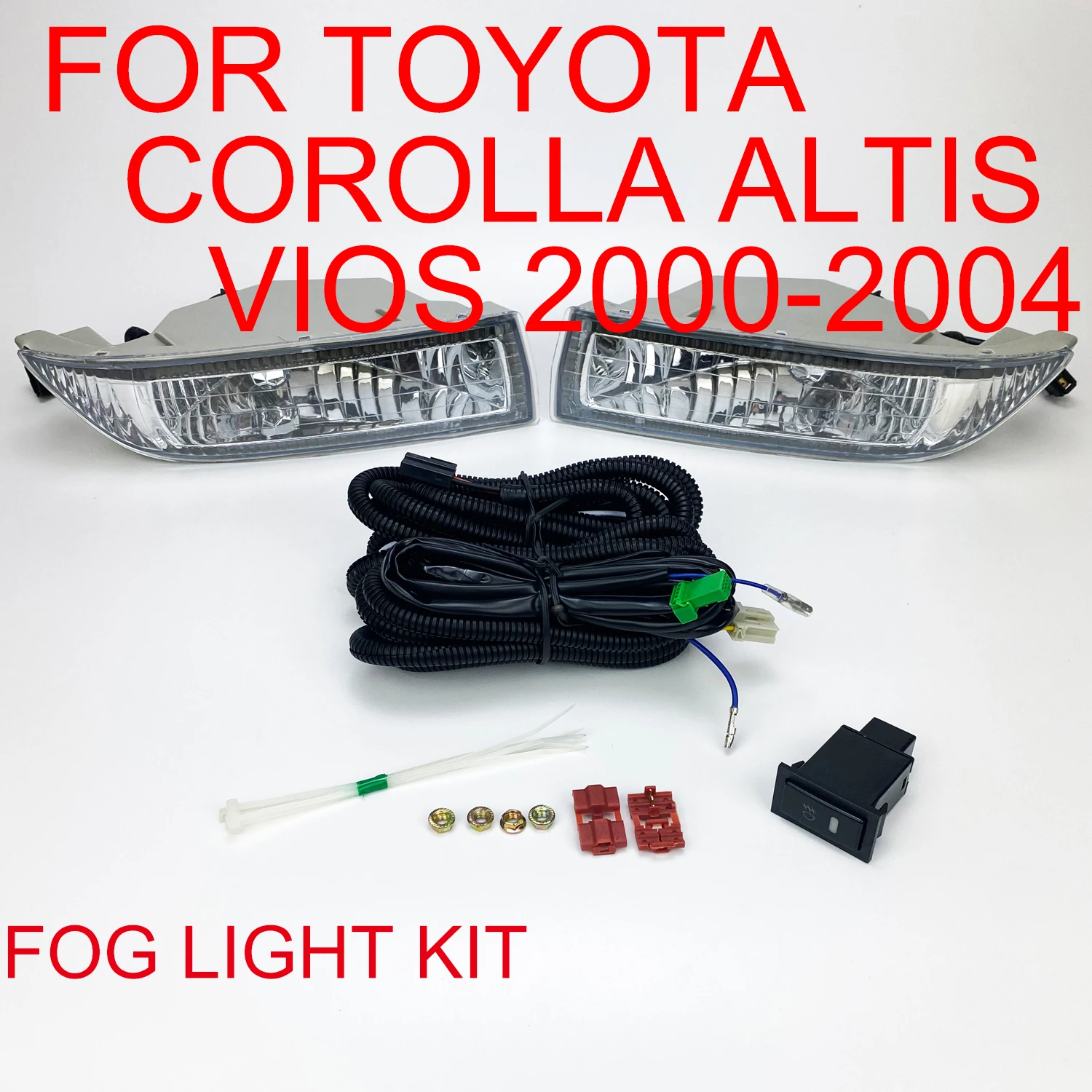 Front Bumper Fog Lights Kit For Toyota Corolla Altis / Vios 2000 2001 2002 2003 2004 Right + Left Side With Bulb Switch Wire