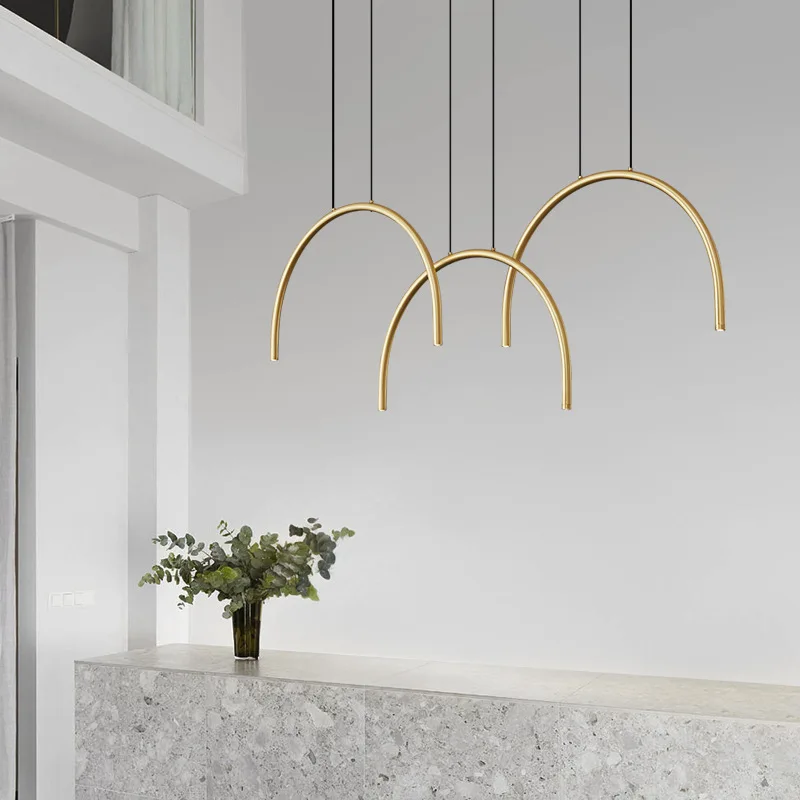 

Gold Black Brass Pendant Lights 2/4/6 LED Copper Restaurant Bar Kitchen Modern Hanging Lamp Height Adjustable 4000K
