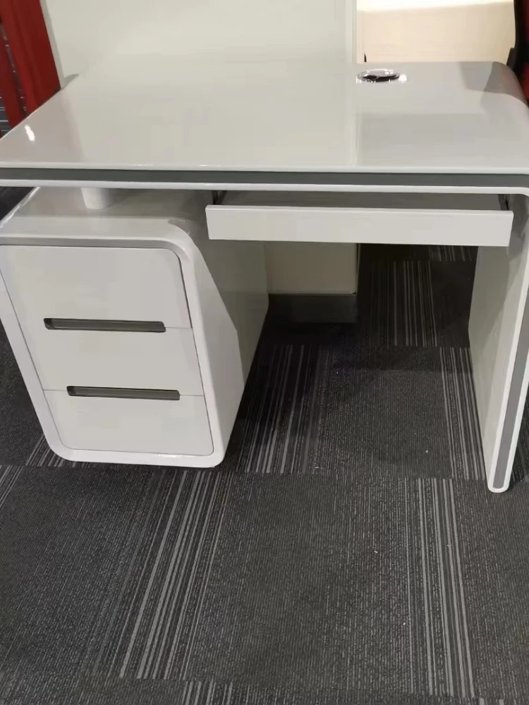 The latest unique, compact, modern white office furniture with built-in home computer desk drawers