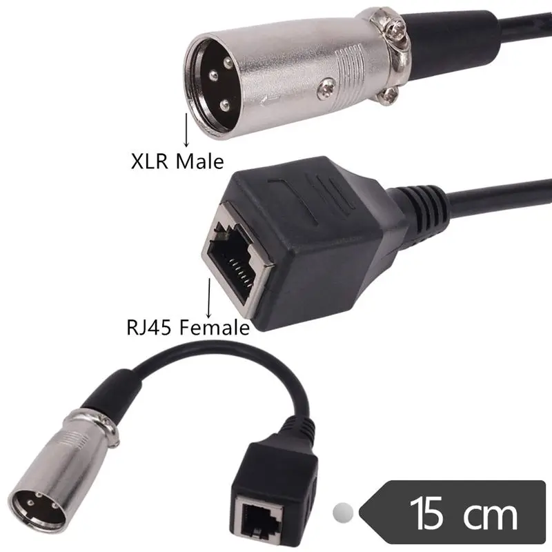 Cable XLR de cabeza a red, XLR3P a RJ45, extensión de puerto hembra RJ45 a Cable de conexión de luz LED de cabeza macho y hembra XLR