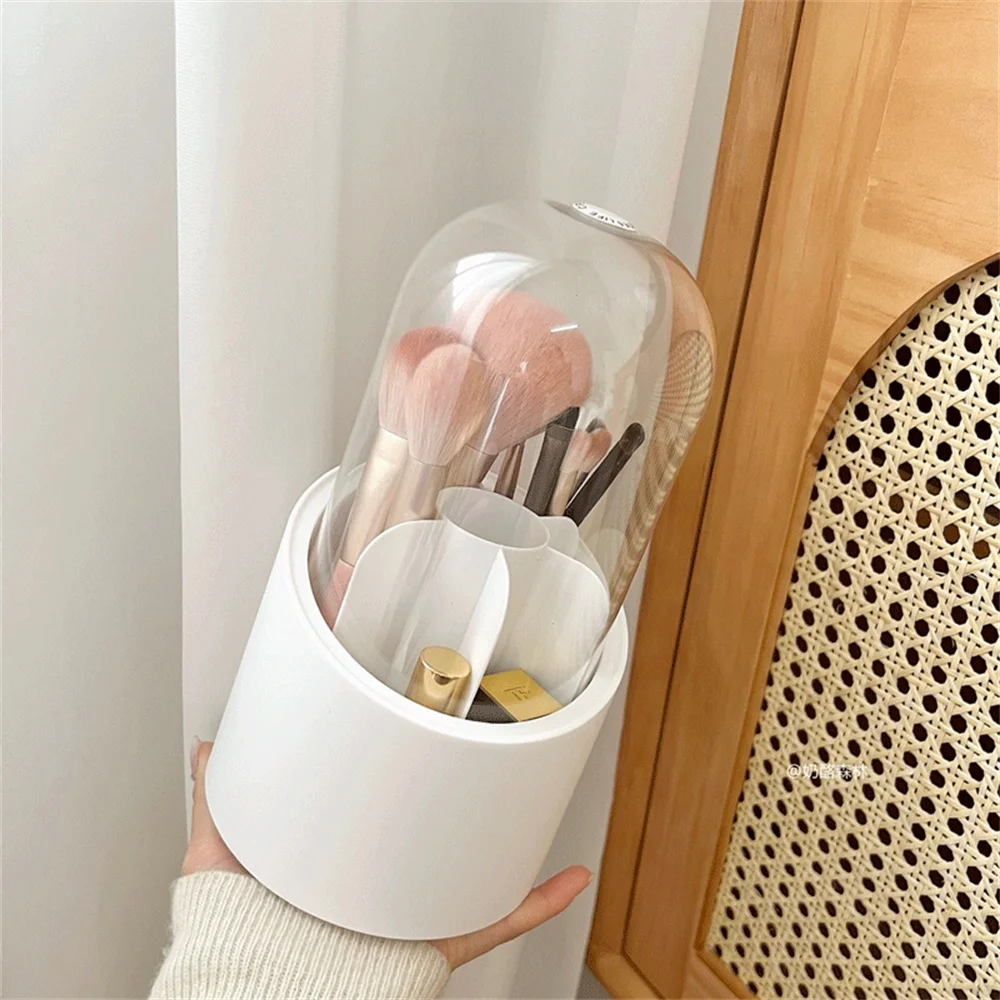 Caixa De Armazenamento De Escova De Maquiagem Rotativa, Desktop Cosmetic Brushes Organizer Suporte De Batom Lápis De Sobrancelha, Sombra De Olho