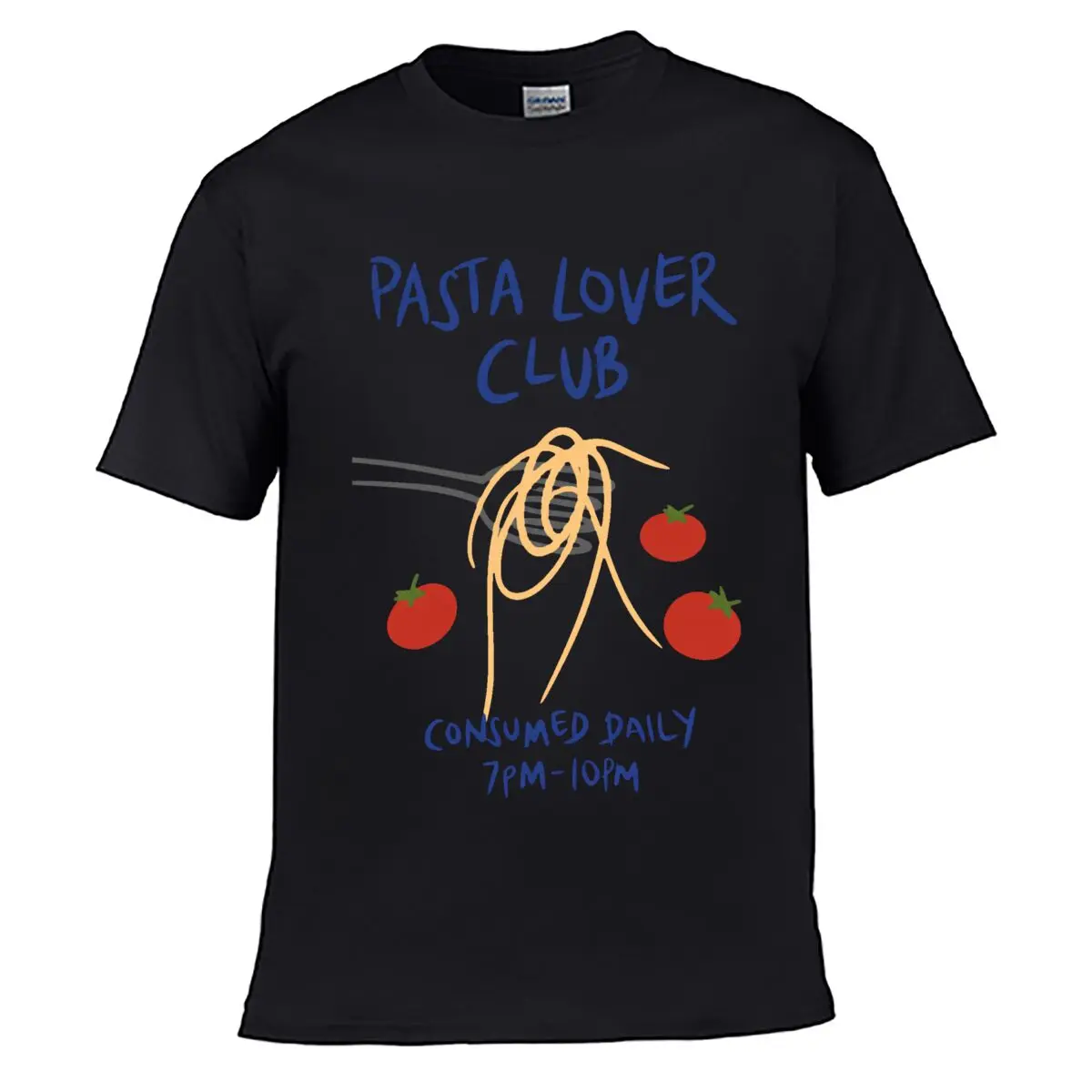 Pasta Lover Club Consumed Daily 7PM 10PM Street Distressed Washed Loose Simple Tee