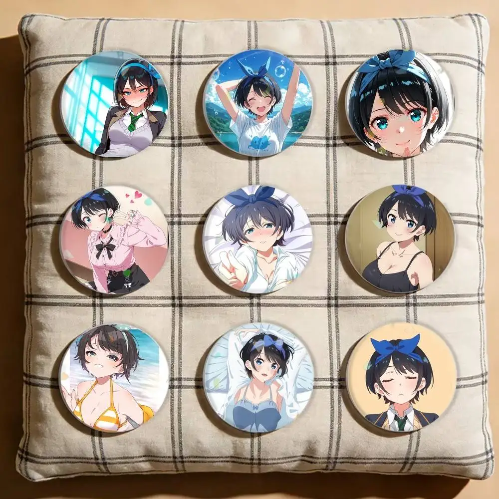 

Rent-A-Girlfriend Sarashina Ruka Laser Badge Creative Pins Brooch for Bag Clothes Hat Decor Gifts Fans Collect