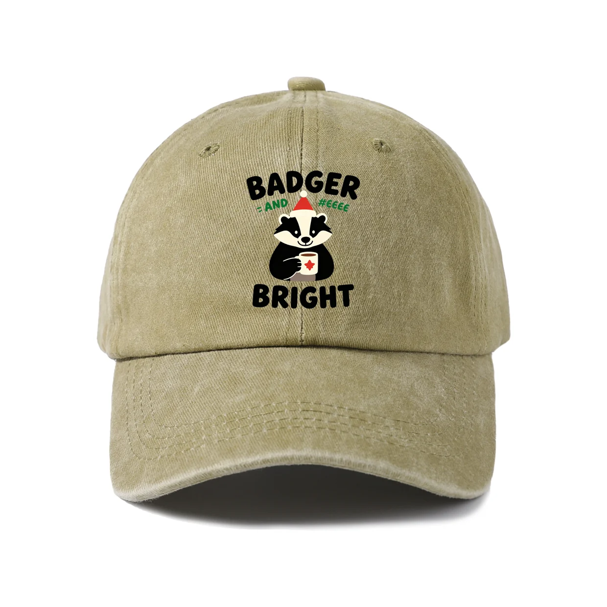 Badger And Bright Graphic Vintage Washed Baseball Cap, Adjustable Unisex Dad Hat for Men and Women
