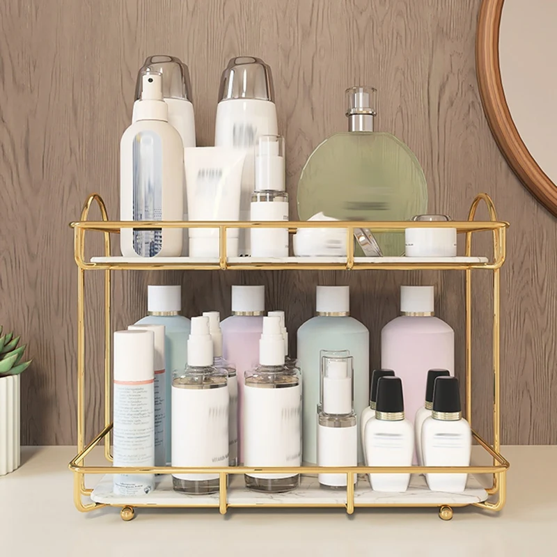 Nieuwe lichte luxe aanrecht make-up organisator huidverzorgingsproducten parfum organisator voor cosmetica badkamer opbergrek C