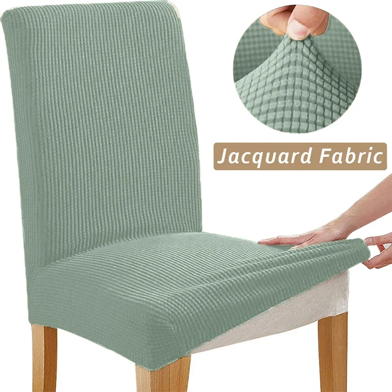Corn Kernel Fabric Chair Cover Stretch Long Back Chair Covers Jacquard Dining Room Seat Covers with Back for Wedding Hotel Chair